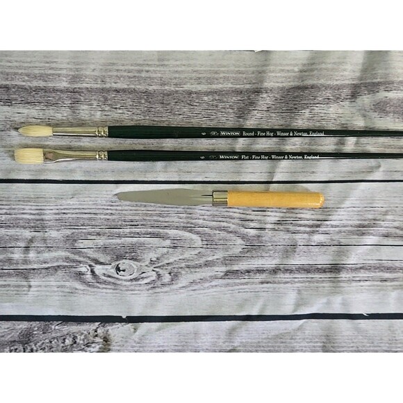 Vintage Lots of 6 Winsor & Newton Artist Oil Paints Smear Tool Incl 2 #6 Brushs - Picture 9 of 10
